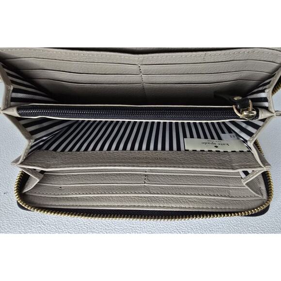 kate spade NY Continental Wallet Cobble Hill Leather Zip Around Lacey Beige - Picture 9 of 11